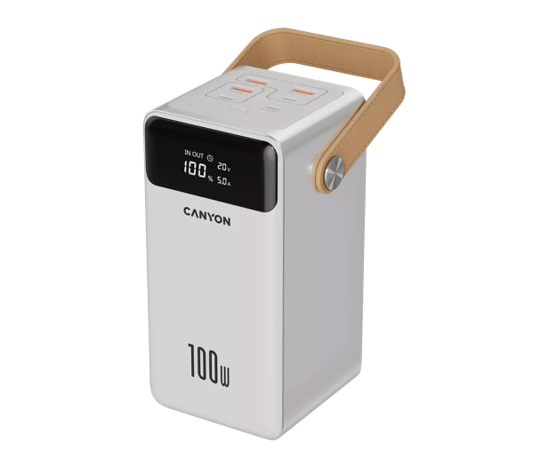 CANYON Powerbank OnPower 610 Aluminium  60000 mAh PD100W Biały - 1348437 - zdjęcie